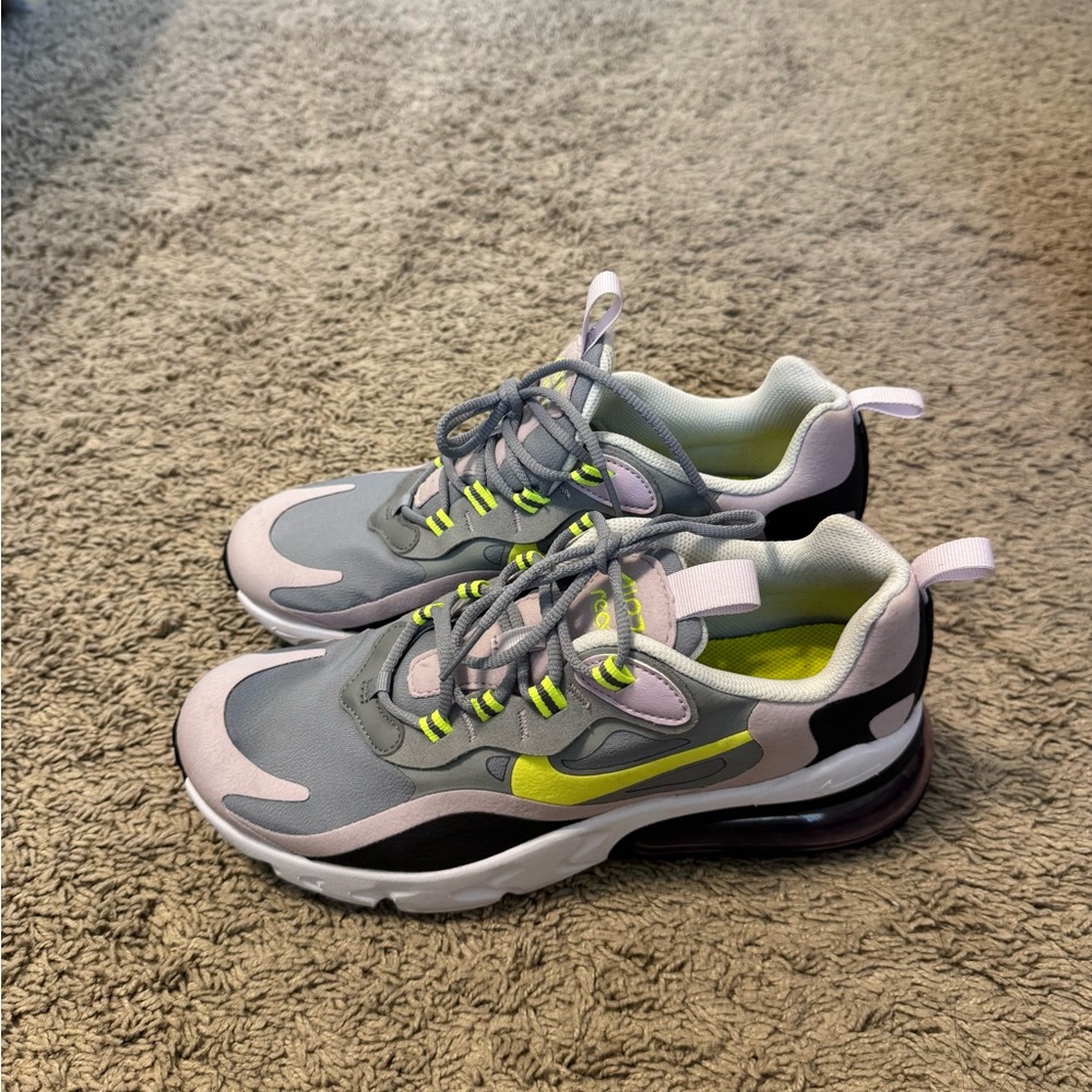 Nike Air Max 270 React in Purple, Gray and Lime